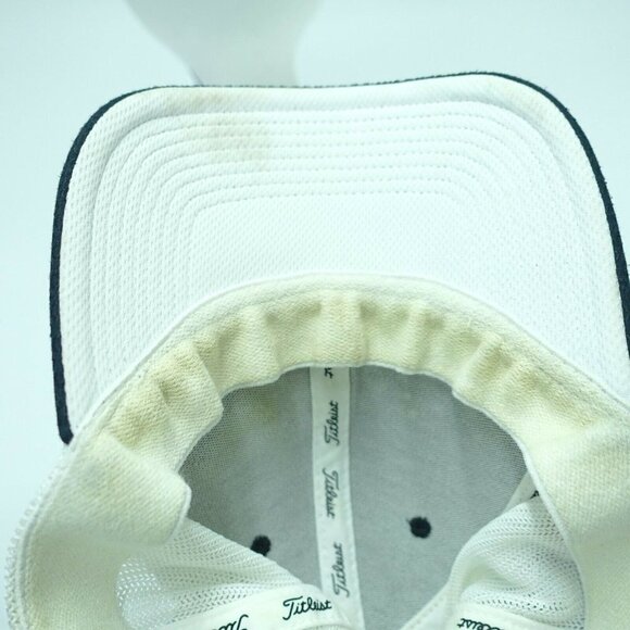 Titleist Golf Cap Hat Large Black White Mesh Polyester Blend Elastic - Picture 3 of 4